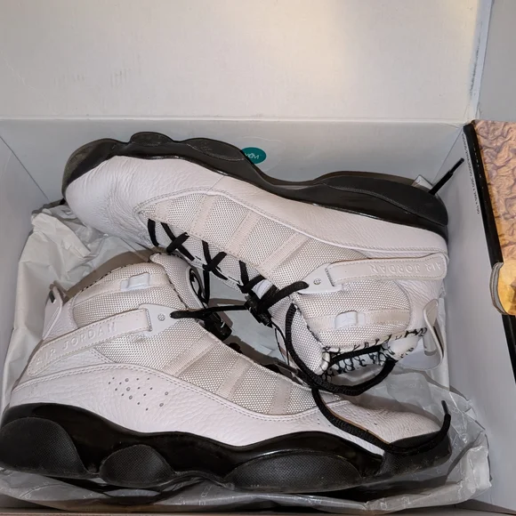 Jordan Men's White and Black Sneakers - Picture 6 of 10